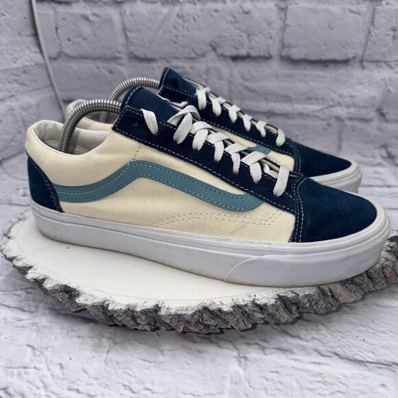 Vans OG Style 36 Blue Beige Men 9.5 Women 11 Skate Shoes Sneakers Retro - Picture 4 of 11
